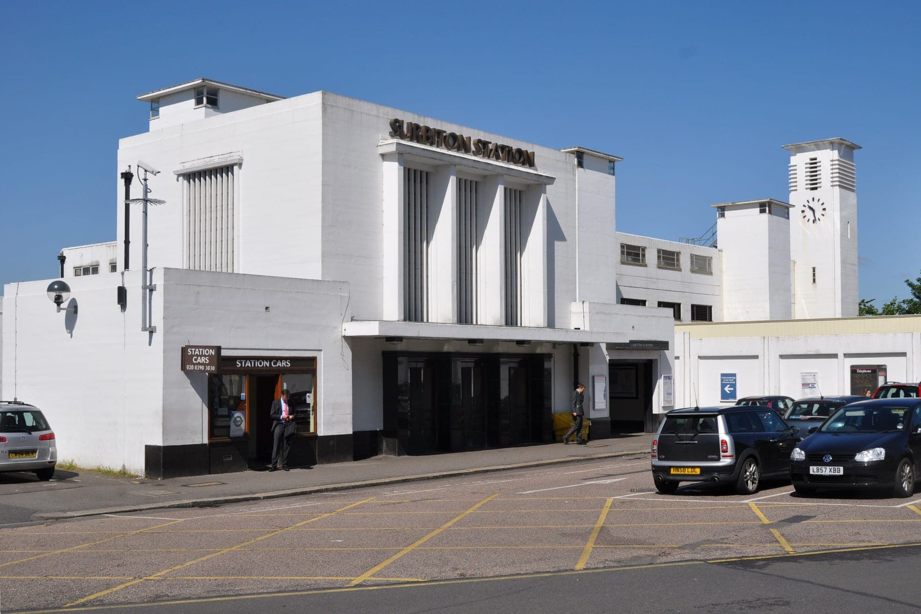The art-deco frontage of Surbiton station