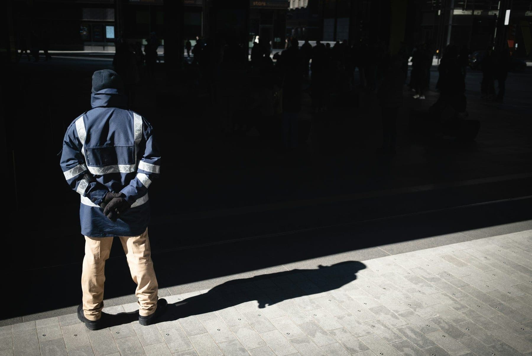 A security officer on a site patrol